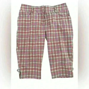 Adidas Women’s Golf Capris Pink & Khaki Plaid Size 4